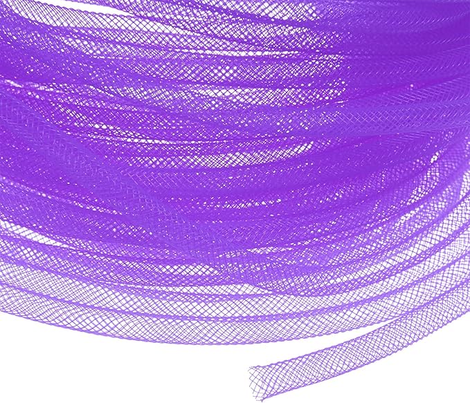 Mesh Tube Ribbon 25 Yards, 6mm Elastic Fabric Ribbons Mesh Tubing for Crafts/Gift Wrapping/Flower Bouquets/Wedding/Birthday/Holiday/Wreaths Christmas/Decoration[Violet]
