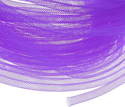 Mesh Tube Ribbon 25 Yards, 6mm Elastic Fabric Ribbons Mesh Tubing for Crafts/Gift Wrapping/Flower Bouquets/Wedding/Birthday/Holiday/Wreaths Christmas/Decoration[Violet]