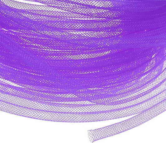 Mesh Tube Ribbon 25 Yards, 6mm Elastic Fabric Ribbons Mesh Tubing for Crafts/Gift Wrapping/Flower Bouquets/Wedding/Birthday/Holiday/Wreaths Christmas/Decoration[Violet]