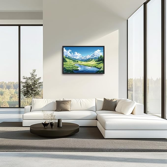 Mountain River Large Wall Art Framed Nature Scenery Wall Decor for Living Room Mountain Landscape Pictures Oversized Canvas Print Painting Modern Extra Large Framed Artwork for Bedroom Office 36"x24"