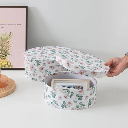 Soul & Lane Oblong Decorative Cardboard Storage Boxes with Lids, Set of 2 Floral Keepsake Boxes for Women, Oval Nesting Storage for Gifts, Home Decor, Organizing, Garden Roses