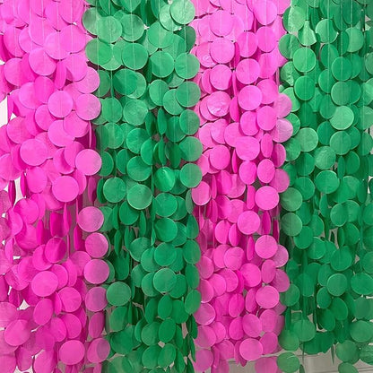 205 Ft Hot Pink and Green Party Decorations Circle Dot Backdrop Garland Tissue Paper Polka Dots Hanging Streamer for Witches Theme Birthday Baby Shower Bachelorette Wedding Engagement Party Supplies