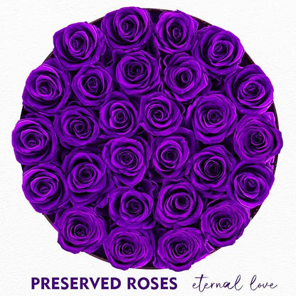 Forever Flowers, 27 Roses in A Box, Real Preserved Roses, Birthday Gift for Women, Mother's Day, Anniversary, Purple Rose