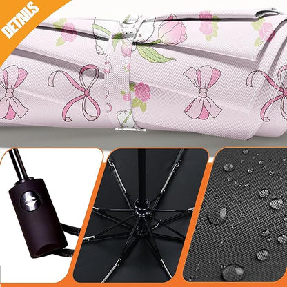 Small Compact Travel Automatic Folding Umbrella for Women, Portable Lightweight, Rain, Wind, UV Sun Shade