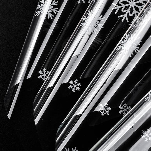 LeZakaa 20 Sheets Flower Wrapping Paper, White Snowflake Print, Waterproof Transparent Floral Bouquet Paper for Gift Baskets Bouquets, DIY Crafts, for Christmas, Winter Holiday, Valentines, Birthday