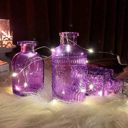 Glass Bud Vases in Bulk Set of 30 Pcs,Small Glass Vases for Flowers as Wedding Centerpieces for Tables,Clear Flower Vases Suitble for Wedding Decorations,Home Decor (Light Purple, 30 pcs)