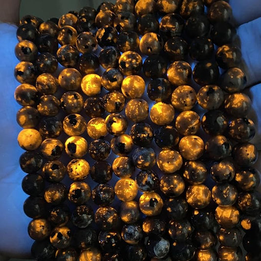 4MM 80PCS Flame Yooperlite Stone Beads Loose Beads for Jewelry Making DIY Bracelets Show Flame Color Under The Irradiation of UV Lamps