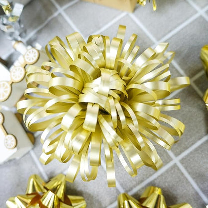 CT CRAFT LLC Gift Bows 22 PCS Set Multi Colored Assorted - Bow x 18 pcs + Kegg Roll x 4 pcs - Silver/Gold, Holiday Christmas Birthday Party Wrapping
