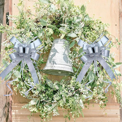 WEWILUCK Big Bow for Present, 15 PCS Pull Gift Bows for Gift Wrapping, Gift Baskets, Christmas, Wedding, and Birthday Party Decor(Silver with Rose Pattern, 6 inches)