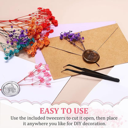PATIKIL Mini Dried Gypsophila Flower Kit, 30Pcs 4 Inch Rose Pink Natural Pressed Floral Bundles with Tweezer for DIY Resin Crafts Gift Wedding Christmas Card Decor Flower Bouquets