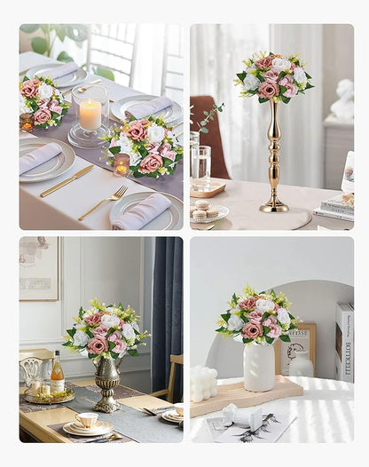 VEVOR Flower Ball Arrangement Bouquet 10PCS, 9.5-Inch Diameter Artificial Flower Balls Wedding Table Centerpieces, Faux Rose Arrangements for Wedding Centerpiece Home Decoration, Pink and White Roses