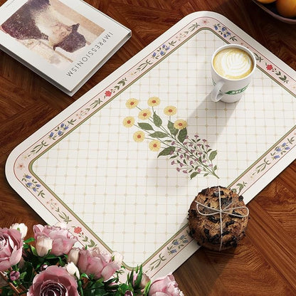 ISAENNE Floral Rectangle PVC Placemats Set of 6, Yellow Daisy Pattern Placemat, Waterproof and Heat-Resistant,Decoration for Kitchen,Dining, Parties, Holiday,12"*17"