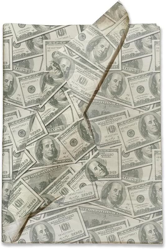 Money Printed Tissue Paper for Birthday Party Gift Bags or Boxes and Wrapping - Bulk Decorative Art Tissue Paper for Packaging and Gifting | 24 Sheets 20" x 30"