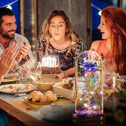 Beferr Birthday Gifts for Women Mom Rechargeable Galaxy Glass Roses Forever Preserved Flowers for Delivery Prime Smart Touch Light Up Rose in Dome Gift for Grandma Sister Wife Her Girlfriends Daughter