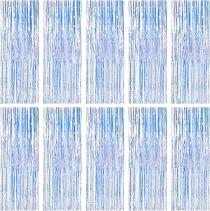 10 Pack Iridescent Party Backdrop Decorations Tinsel Curtain Birthday Decorations Foil Fringe Photo Booth Streamer Backdrop Iridescent Theme Christmas Bachelorette Graduation Party Decorations