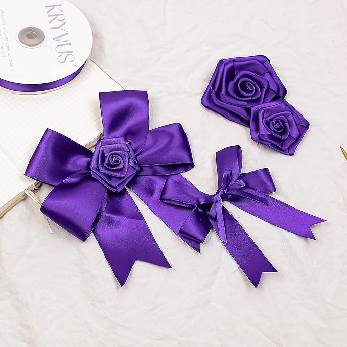 Purple Satin Ribbon, Double Faced 1 Inch X 25 Yards Purple Ribbon, Premium Satin Ribbon for Gift Wrapping, Crafts, Hair Bow Making, Sewing, Flower Bouquet, Wedding Party Decor