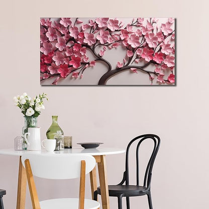 Flower Canvas Wall Art for Living Room Tree Pictures Wall Decor for Bedroom Pink Wall Art for Office Women Size 20 x 40 Inch