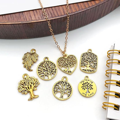 WOCRAFT 60pcs Antique Gold Tree Leaf Charms Bracelet Charms for Jewelry Making Sets DIY Necklace Bracelet Keychain Crafting Charms Kit Craft Supplies (SN888)