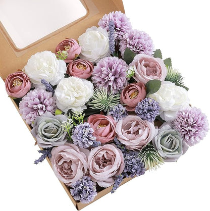 Artificial Flowers Combo, Fake Flowers for DIY Tables Centerpieces Baby Shower Bridal Shower Wedding Bouquet Arrangements Party Candle Holder Cake Decor Flower Home Decorations