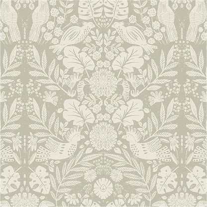 Boho Wallpaper Peel and Stick Wallpaper Vintage Leaf Contact Paper Self Adhesive Wall Paper Removable 17.3" X 393"Beige Art Decoration Floral Wallpapers for Bedroom Home Kitchen Cabinets Vinyl