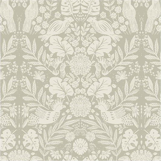 Boho Wallpaper Peel and Stick Wallpaper Vintage Leaf Contact Paper Self Adhesive Wall Paper Removable 17.3" X 393"Beige Art Decoration Floral Wallpapers for Bedroom Home Kitchen Cabinets Vinyl