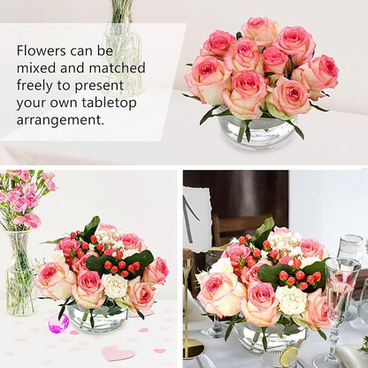 8PCS Acrylic Flower Vase for Centerpieces, 5.51" 12 Holes Clear Round Acrylic Flower Vase, for Wedding Birthday Party Table Decor Indoor/Outdoor Events