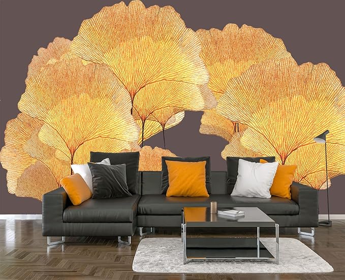 Ginkgo Leaf Flower 3D Wall Mural Wallpaper for Bedroom 137" x 100"