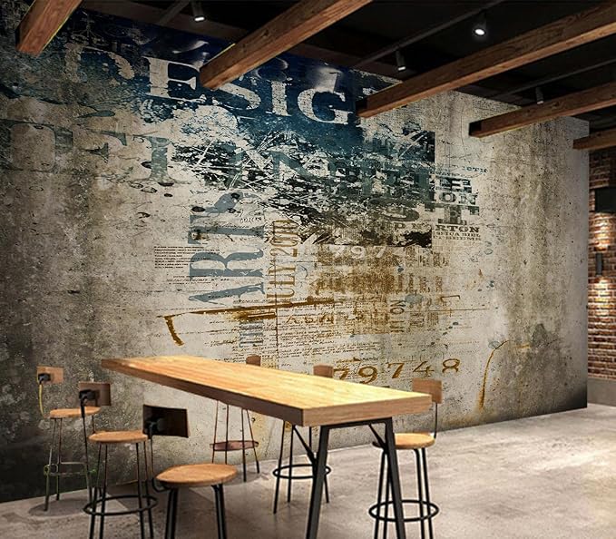 Eierme-Grunge Background with Text Mural Wallpaper Peel and Stick 160" x 114"