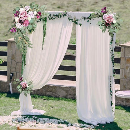 Light Purple Wedding Arch Flowers, Faux Flower Swag Set of 2, Pink White Floral Swag for Wedding Arch Welcome Signs, Reception Ceremony Signs Decor