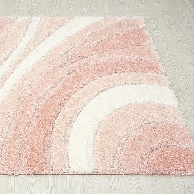 LUXE WEAVERS Lantanas Collection 7070 Pink 5x7 Modern Shag Geometric Area Rug