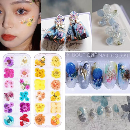 96Pcs Small Dried Pressed Flowers for Crafts,Xinxinran Tiny Dry Flower Kit for Nail Art,Epoxy Resin Accessories,Bookmark,Nails, Jewelry Making,Candle,Soap,Resin Molds(2 Boxs)