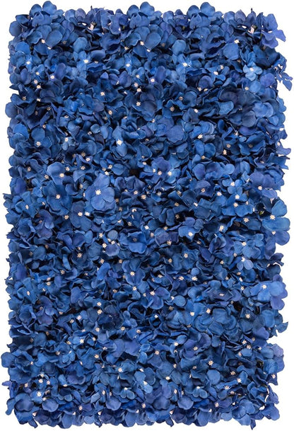 Flower Wall Panel Set, U'Artliens Artificial Wall Flower Backdrop 24x16 Inch 3D Silk Hydrangea Rose Floral Panel for Photo Background Home Party Wedding Backdrop Decoration(2pcs, Royal Blue)