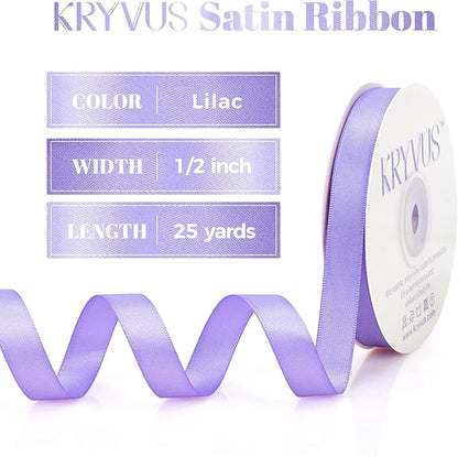 Lilac Satin Ribbon, Double Faced 1/2 Inch X 25 Yards Lilac Ribbon, Premium Satin Ribbon for Gift Wrapping, Crafts, Hair Bow Making, Sewing, Flower Bouquet, Wedding Party Decor