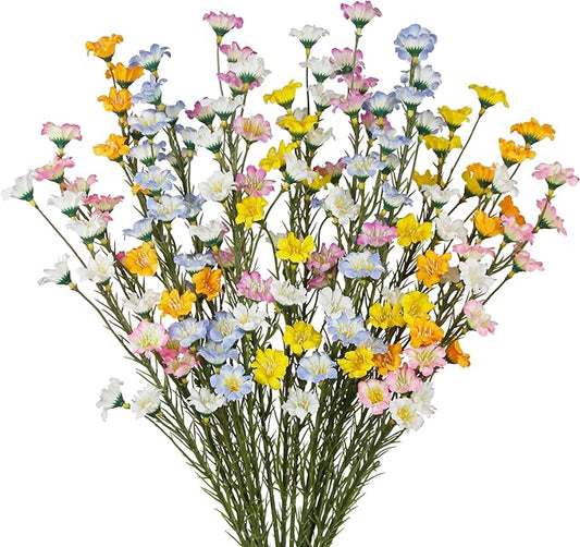 16Pcs Artificial Wildflowers with Stems Bulk Silk Spring Flowers Floral Picks Multicolor Fake Forsythia Branches Faux Wildflowers Arrangements for Home Decor Indoor Outdoor Wedding Centerpieces