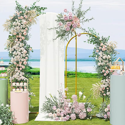 Snughome Arch Backdrop Stand, Set of 2 Metal Arch Stand (7.2FT+6FT), Gold Wedding Arch Frame for Party, Baby Shower, Holiday, Ideal for Balloon Flower