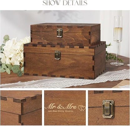 AW BRIDAL Mr and Mrs Wedding Keepsake Box Large for Couples, Wooden Engraved Memory Boxes with Lids, Bridal Shower Gifts for Bride, Engamement Gifts for Engaged Couple, Storage and Decorative Chest