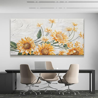 Suconvng Canvas Wall Art Living Room Home Wall Decor Modern Canvas Art Wall Decor 29x58 Inches Large Wall Art Elegant Sunflower Picture For Bedroom Dining Room Office Artwork