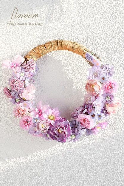 Floroom Mini Artificial Flower Heads Lavender & Purple Fake Peony Daisy Rose Multicolor Small Faux Silk Flower Heads for Cake Craft Garland Wedding Party Graduation Cap DIY Home Decoration, 0.8"-3.6"