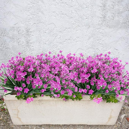 8 Bundles Artificial Flowers, Fake Artificial Greenery UV Resistant No Fade Faux Plastic Plants for Wedding Bridle Bouquet Indoor Outdoor Home Garden Kitchen Office Table Vase (Fuchsia)