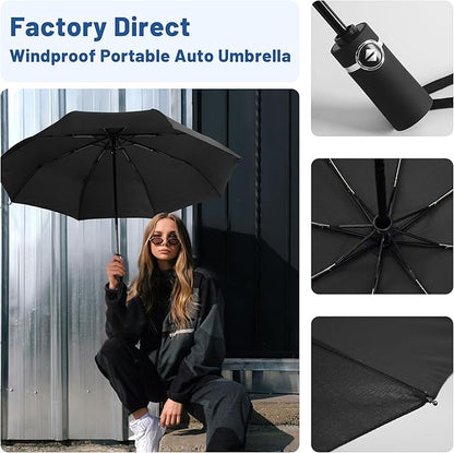 SY COMPACT Travel Umbrella - Windproof Automatic Compact Umbrella, Lightweight Waterproof Design for Backpack, Car & Purse