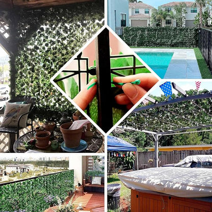 Efavormart 12 Pack Dark Green Artificial Ivy Privacy Screen Fence Wall Panel, Faux Leaf Hedge Greenery Garden Decor - 32 Sq. ft.