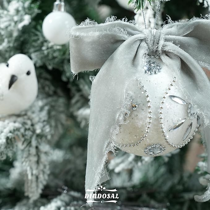 Silver Velvet Ribbon 1.5 inch Silver Frayed Velvet Raw Edge Ribbon for Christmas Wreaths, Tree Decoration, Flower Bouquet, Gift Wrapping, Bows Making -3 Yards
