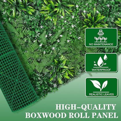 Grass Wall, Artificial Boxwood Panels 40"x120"(33.33 SQFT), Privacy Hedge Fence Screen with UV Protection, Greenery Backdrop for Indoor Home Wedding Decor and Outdoor Garden Backyard