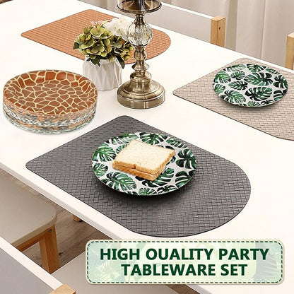 50 PCS Jungle Safari Party Tableware Supplies, Disposable Animal Print 7 Inch Paper Plates, Zebra Giraffe patterns Plates for Jungle Zoo Animal Themed Birthday Party Christmas Decor, Serves 50 Guests