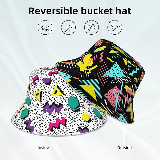 Bucket Hat Beach Summer Sun Hat Reversible Fisherman Hats Double Sided Wearing for Women Men Boys Girls