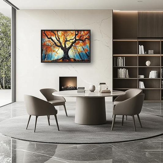 Extra Large Tree of Life Framed Wall Art for Living Room,Fall Autumn Forest Sunrise Landscape Pictures Wall Decor,Nature Canvas Print Painting Modern Artwork Bedroom Office 36L x 24W