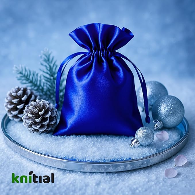 3" x 4" Blue Satin Gift Bags, Jewelry Bags, Wedding Favor Silky Drawstring Bags Baby Shower Christmas Gift Bags 50 per Pack