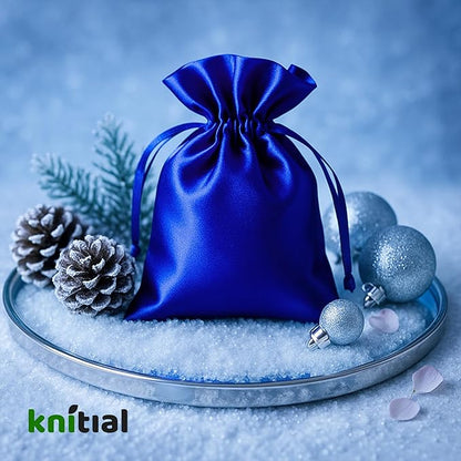 3" x 4" Blue Satin Gift Bags, Jewelry Bags, Wedding Favor Silky Drawstring Bags Baby Shower Christmas Gift Bags 50 per Pack