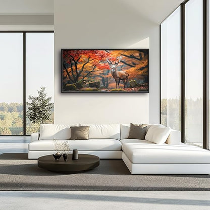 Framed Large Pictures Wall Art for Living Room, Forest Deer Oversized Wall Decor Elk Animal Canvas Print Painting Modern Extra Large Framed Artwork for Bedroom Office 60"x30"