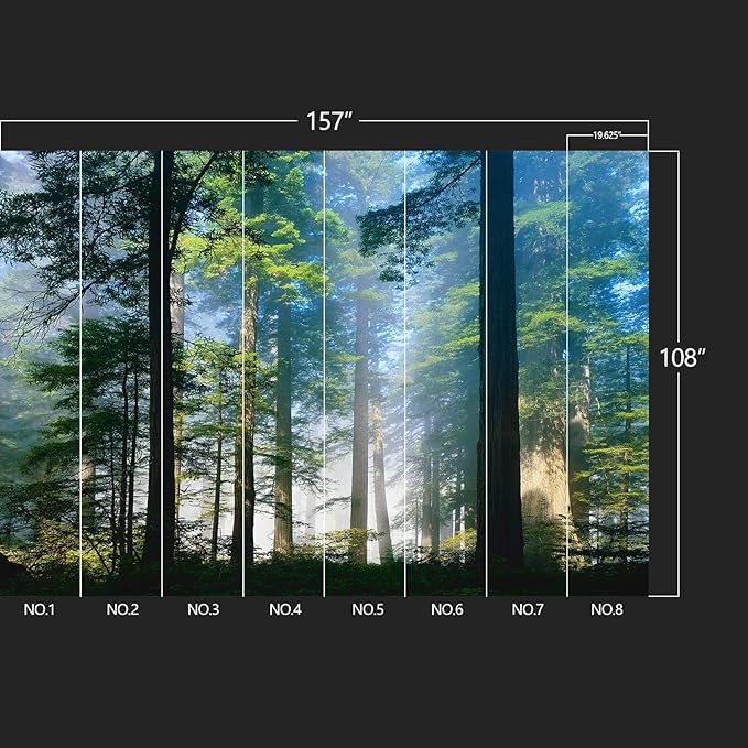 Forest Landscape Wall murals Woodland Tree Peel and Stick Wallpaper for Bedroom Living Room - 108"x157"